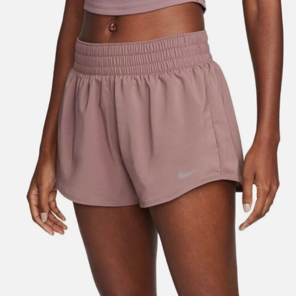 Nike Women's One Dri-FIT Mid-Rise 3" Brief-Lined Shorts Mauve Medium
